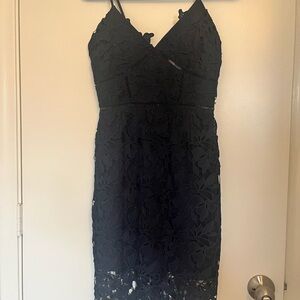 love...ady Navy Floral Lace Midi Dress